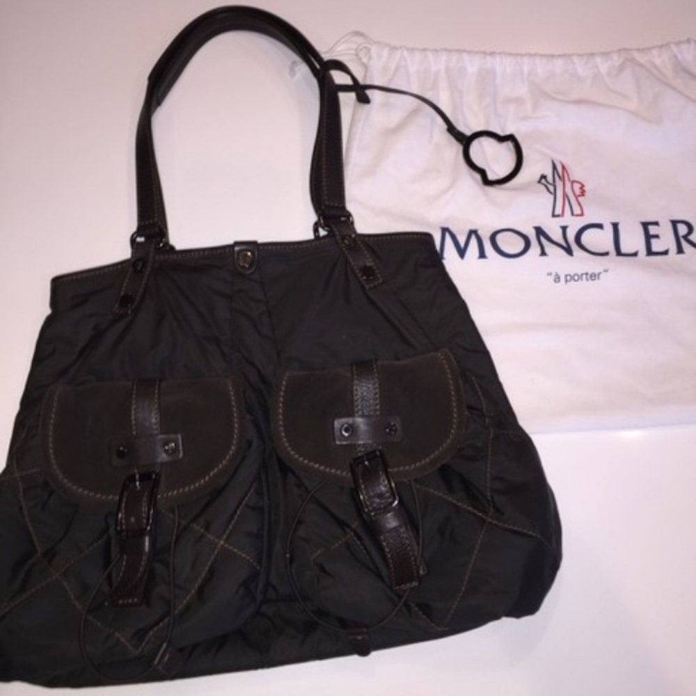 Moncler nylon with suede pocket bag